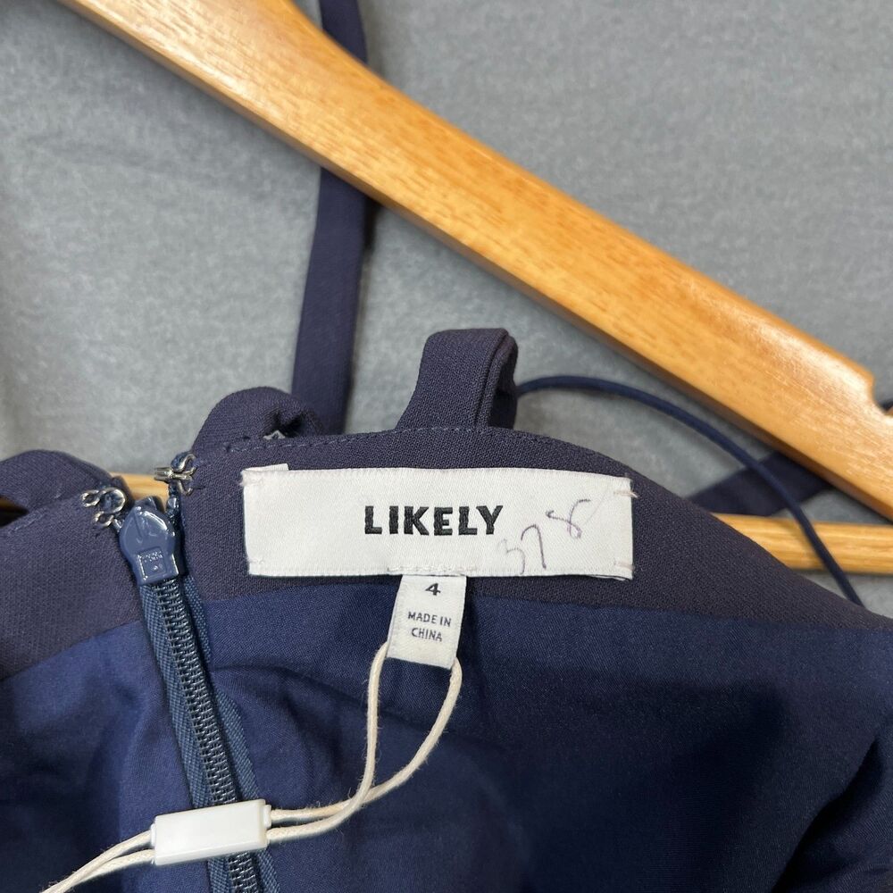 Likely Leslie Gown Women's Size 4 Navy Blue Sleeveless Strappy V-Neck Front Slit - Picture 3 of 10